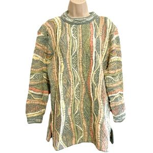 Vintage 90s Coogi Size S Pastel 3D Chunky Knit Sweater